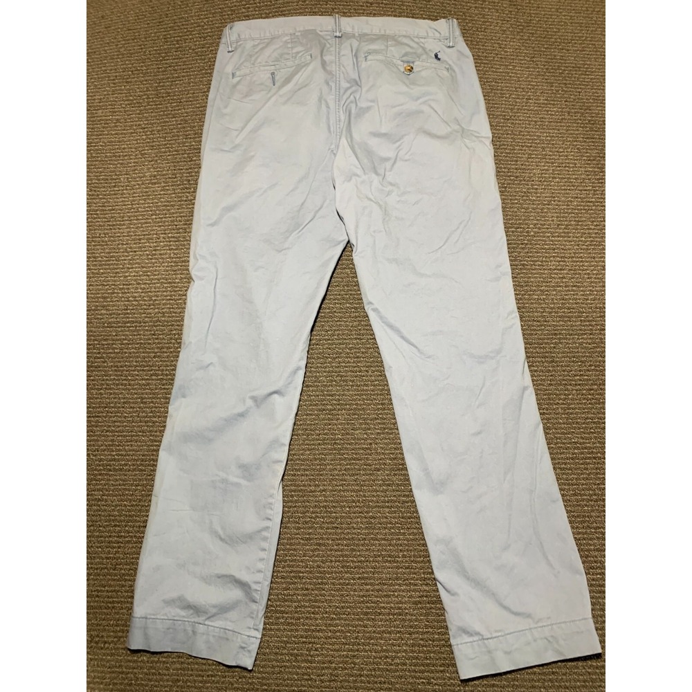 Polo Ralph Lauren Mens Classic Fit Flat Front Chino Blue Pants 34x32 Cotton - Picture 14 of 16